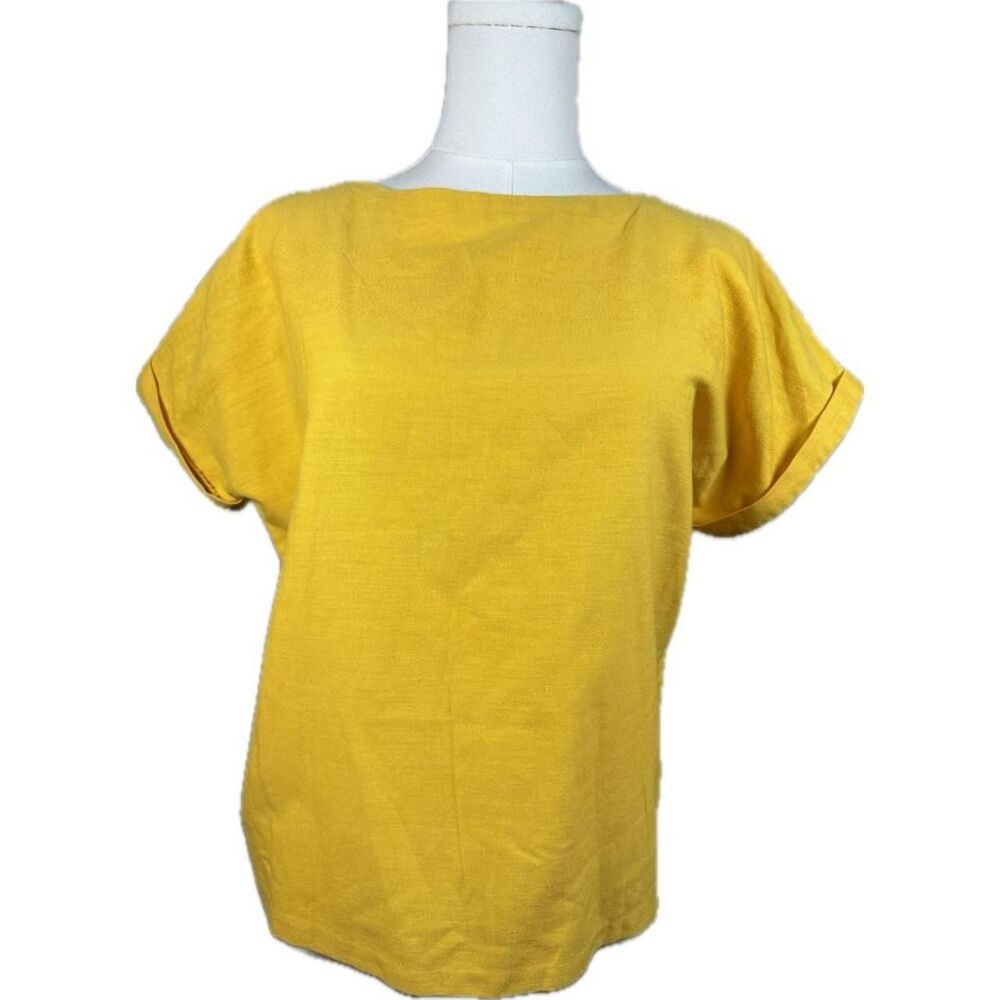 Vintage Handmade Yellow linen top with short sleeves